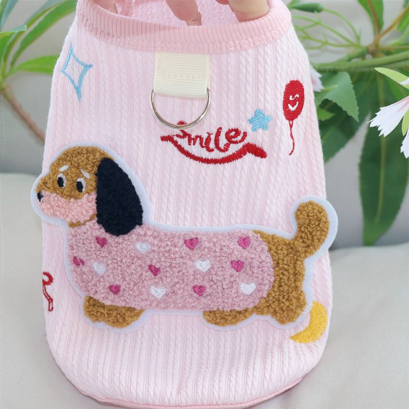 Clothes Spring Summer New Cute Colorful Dachshund Vest With Leash Buckle Teddy Bichon Small Dog Apparel_voghion.com