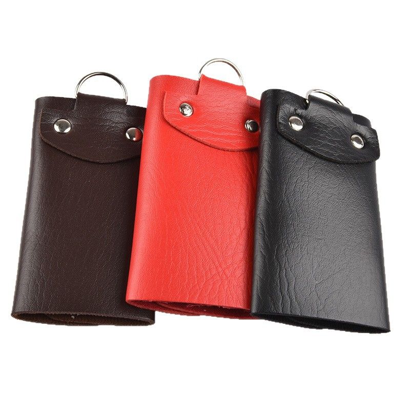 PU Leather Car Keychain Unisex Home Door Full Coverage Multi-Card Slot Key Case 33g_voghion.com