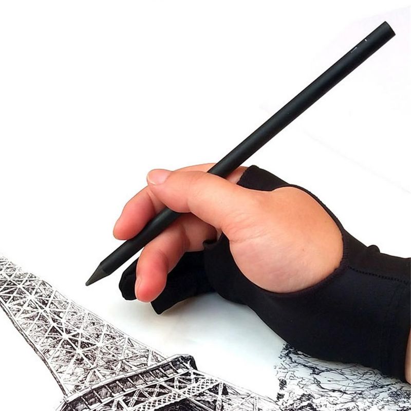 Guanto anti-incrostazione per tavoletta grafica e pittura anti-touch a due dita, destro e sinistro, per schermo iPad_voghion.com