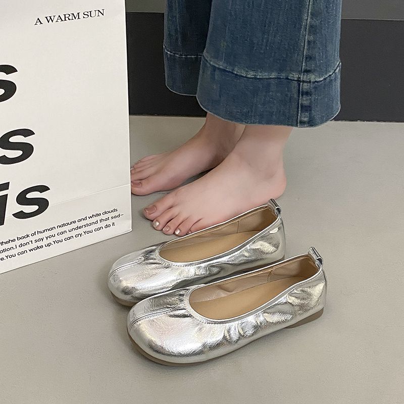 Scarpe singole da donna French Evening Breeze, primavera ed estate, suola morbida, superficie morbida, testa rotonda, bocca bassa, un pedale, doudou da donna_voghion.com