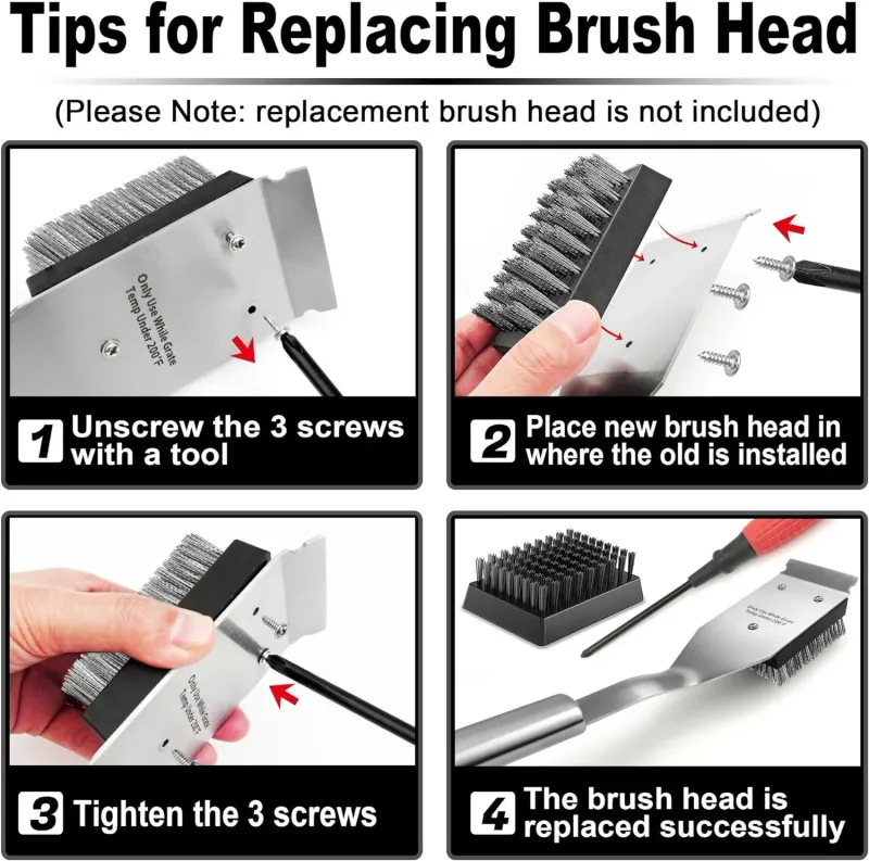 Grillbürste Und Schaber, Draht-BBQ-Grillbürste Für Outdoor-Grill, 16,5-Zoll-Reinigungs-Grillzubehör, Sichere Reinigungsbürste_voghion.com