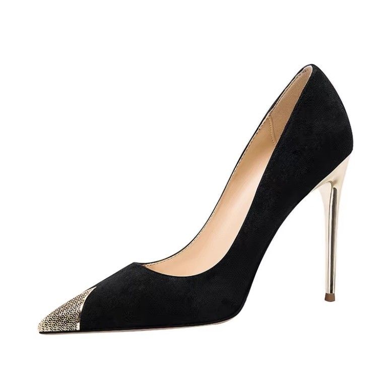 Suede Korean Women's High Heels, Thin High Heel, Fall Hundred, Pointed Head, Not Tired Shoes, 2025 New Version Fashion Personality Exquisite_voghion.com