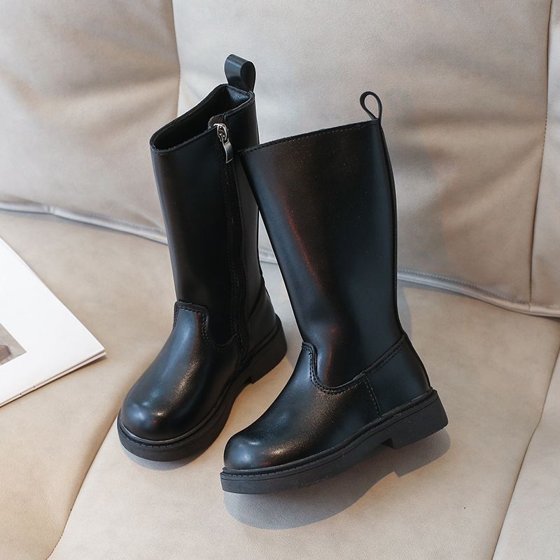 Kinder Leder 2025 Winter Warm Neue Stil Koreanische Version Casual Reiten Kleine Mädchen Hohe Rohr Dünne Fleece Stiefel_voghion.com