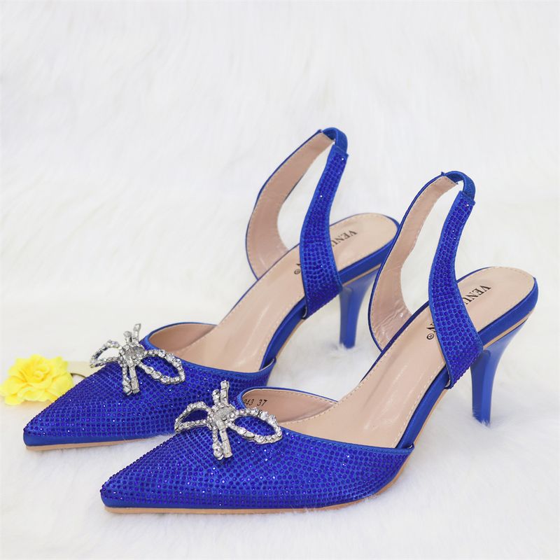 Set di borse e scarpe da donna Nigeria, popolari, con fiocco arancione e fibbia argentata, punta a punta, tacchi alti, comode scarpe e borse da festa da donna_voghion.com