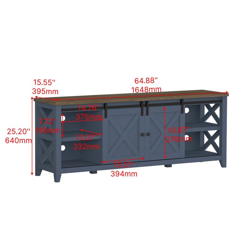 TV Stand For TVs Up To 65", Modern Farmhouse Wood Entertainment Center, Media Console Table With Storage Cabinet & Adjustable Shelves, Buffet Sideboard For Dining Room,_voghion.com