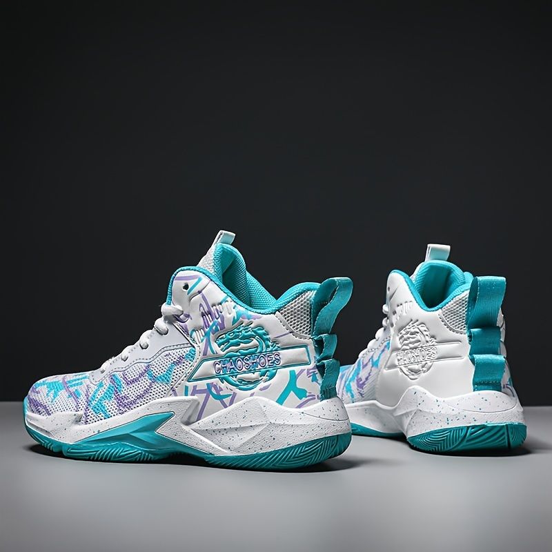 Coole, stylische, gewebte Basketballschuhe für Jungen, Kinder und Teenager, atmungsaktiv, rutschfest, verschleißfest, mit Schnürung an der Mitte für_voghion.com