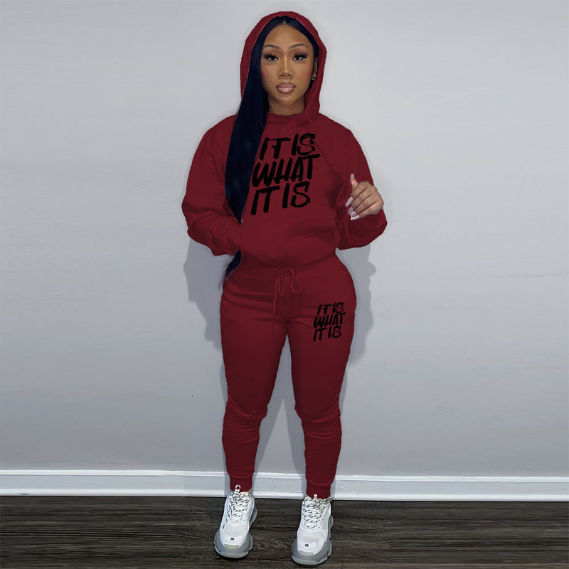 Dameshoodie, tweedelige hoodie, casual trainingspak met print_voghion.com