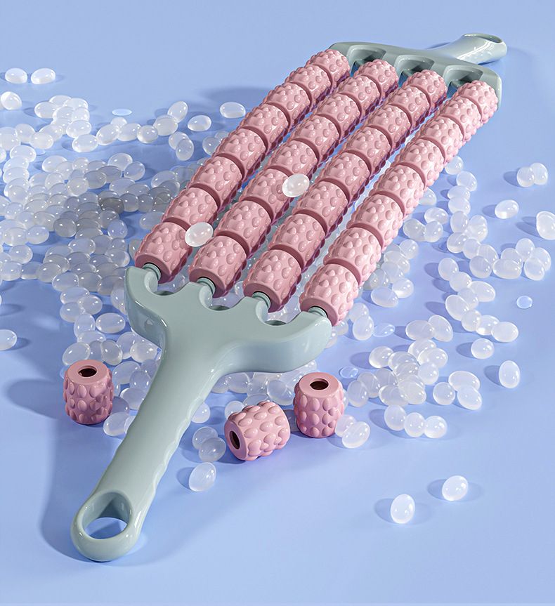 Bastone da massaggio per il rilassamento muscolare, per l'allenamento dell'integrazione sensoriale dei bambini, pieghevole a quattro file, con denti di lupo_voghion.com