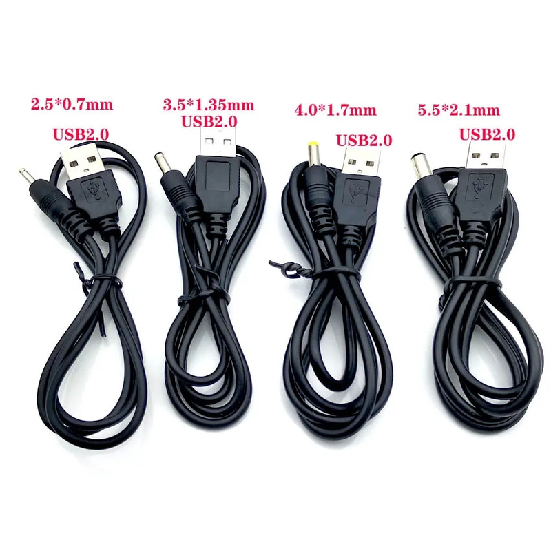 2 tk/pakk USB-porti 2.0 * 0.6 2.5 * 0.7 mm 3.0 * 1.1 3.5 * 1.35 mm 4.0 * 1.7 mm 5.5 * 2.1 mm 2.5 mm 5V alalisvoolu pistikuga toitekaabel_voghion.com