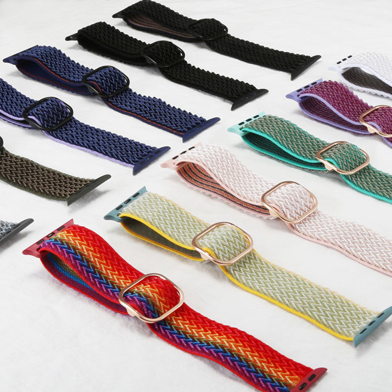 Bohemian Nylon Strap for Apple Watch ultra Series 8/7 49mm 41mm 45mm 38/42 Elastic Shiny Bracelet iWatch 6 5 4 3 Se Band 40/44mm_voghion.com