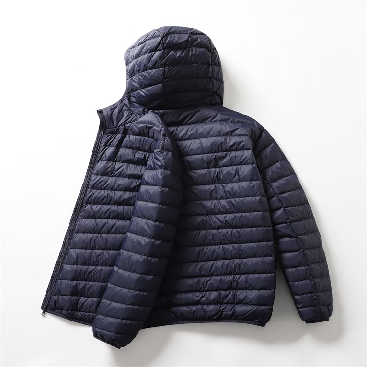 Men's Lightweight Down Jacket With Hood, Short Puffer Coat For Winter, 90% White Duck Down, Slim Fit, Windproof, Warm, Casual Outerwear (M-3XL)_voghion.com