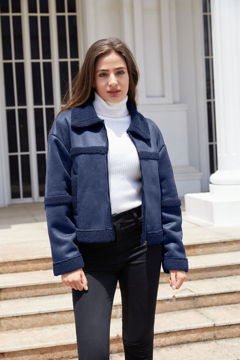 Jesensko-zimski novi semiš modni, topli in krzneni casual vetrovni plašč za ženske oblačila_voghion.com