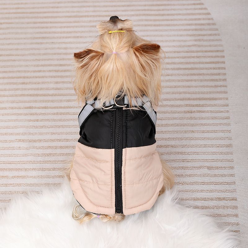 New Thickened Warm Dog Vest Autumn Winter, Reflective Pet Clothing For Small And Medium Dogs, Leash Harness Clothes_voghion.com