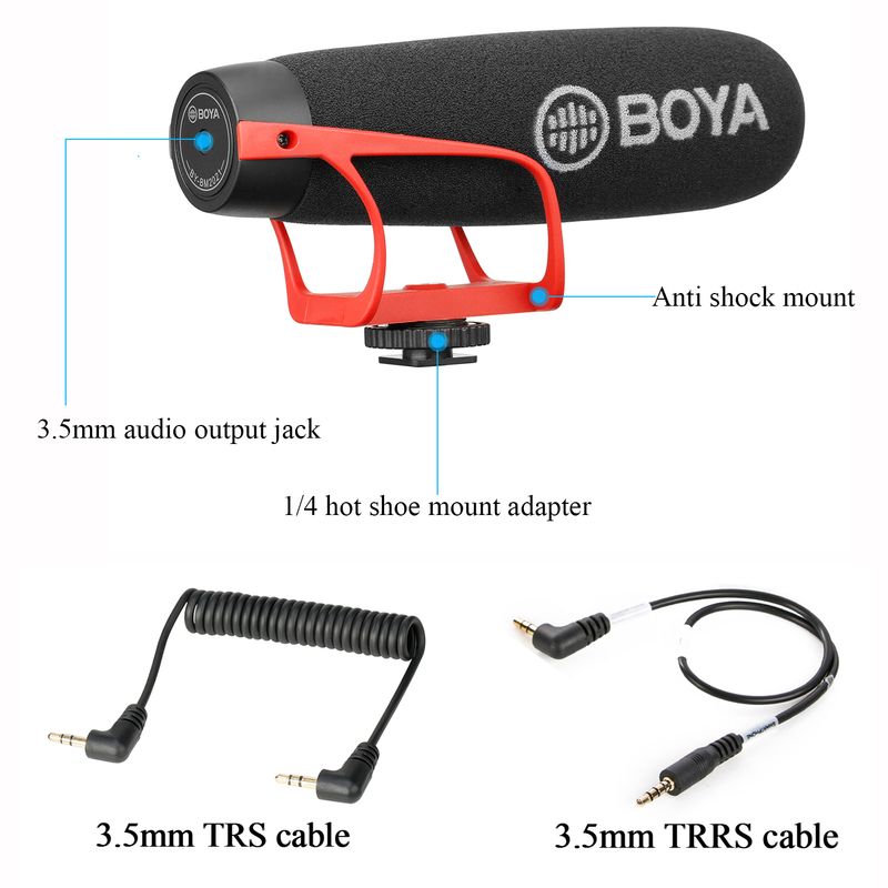 BOYA BY-BM2021 Super-Cardioid Shotgun Microphone For Iphone Android Smartphone DSLR Camera Camcorder Interview Live_voghion.com