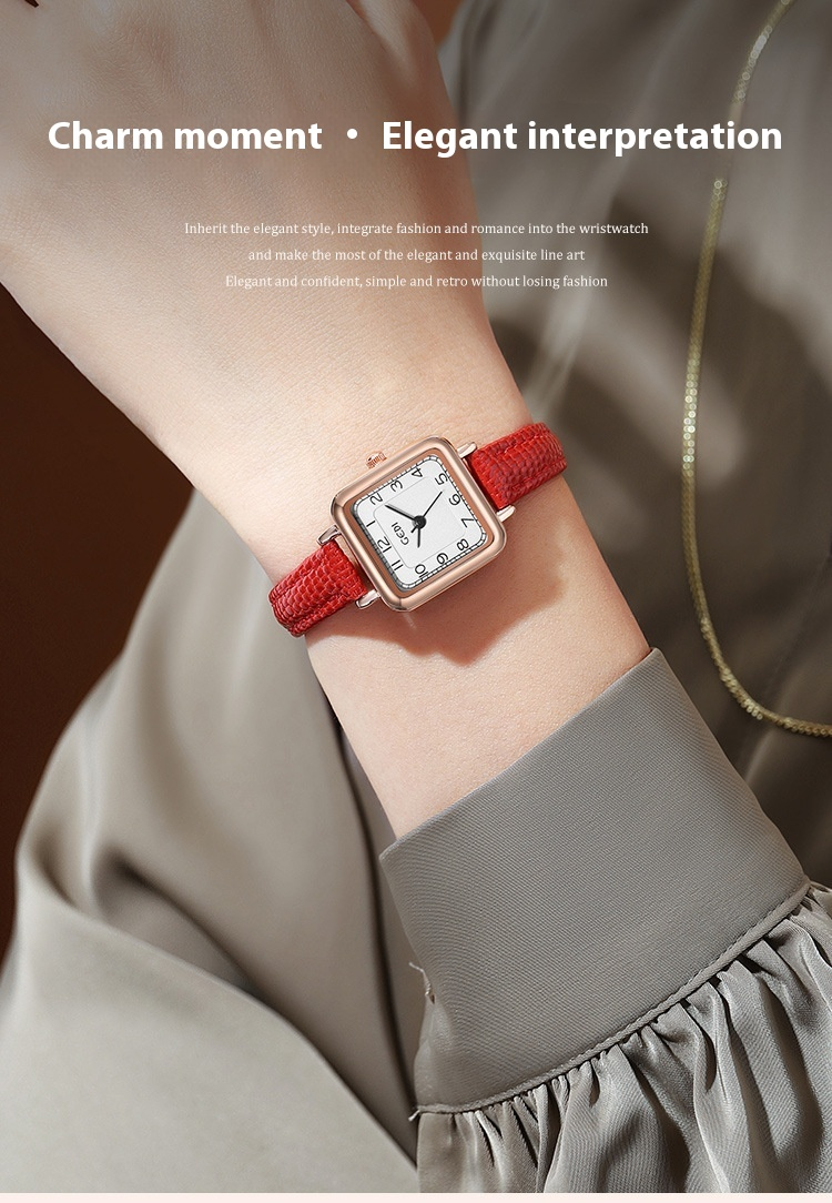 Gedi GEDI ultra-thin small square student gift light luxury niche minimalist digital quartz belt watch_voghion.com