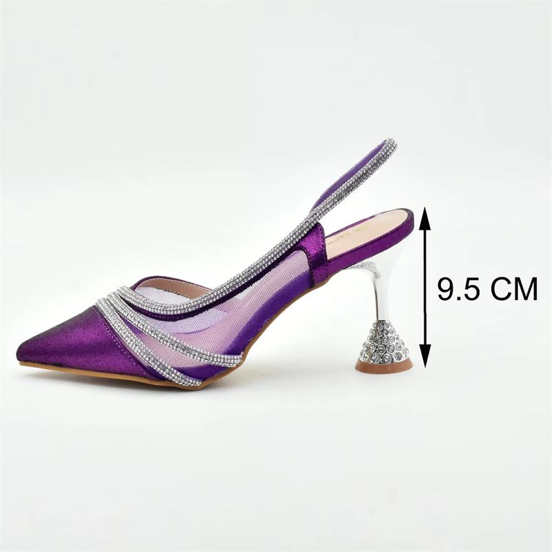 Sandali con tacco alto e set di borse da cena Scarpe da sera con strass di design alla moda_voghion.com