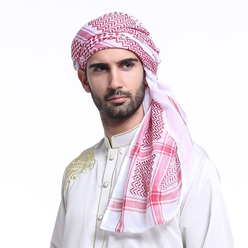 Pañuelo para hombre musulmán, accesorios islámicos tradicionales de Dubái saudita, turbante, turbante de tartán_voghion.com