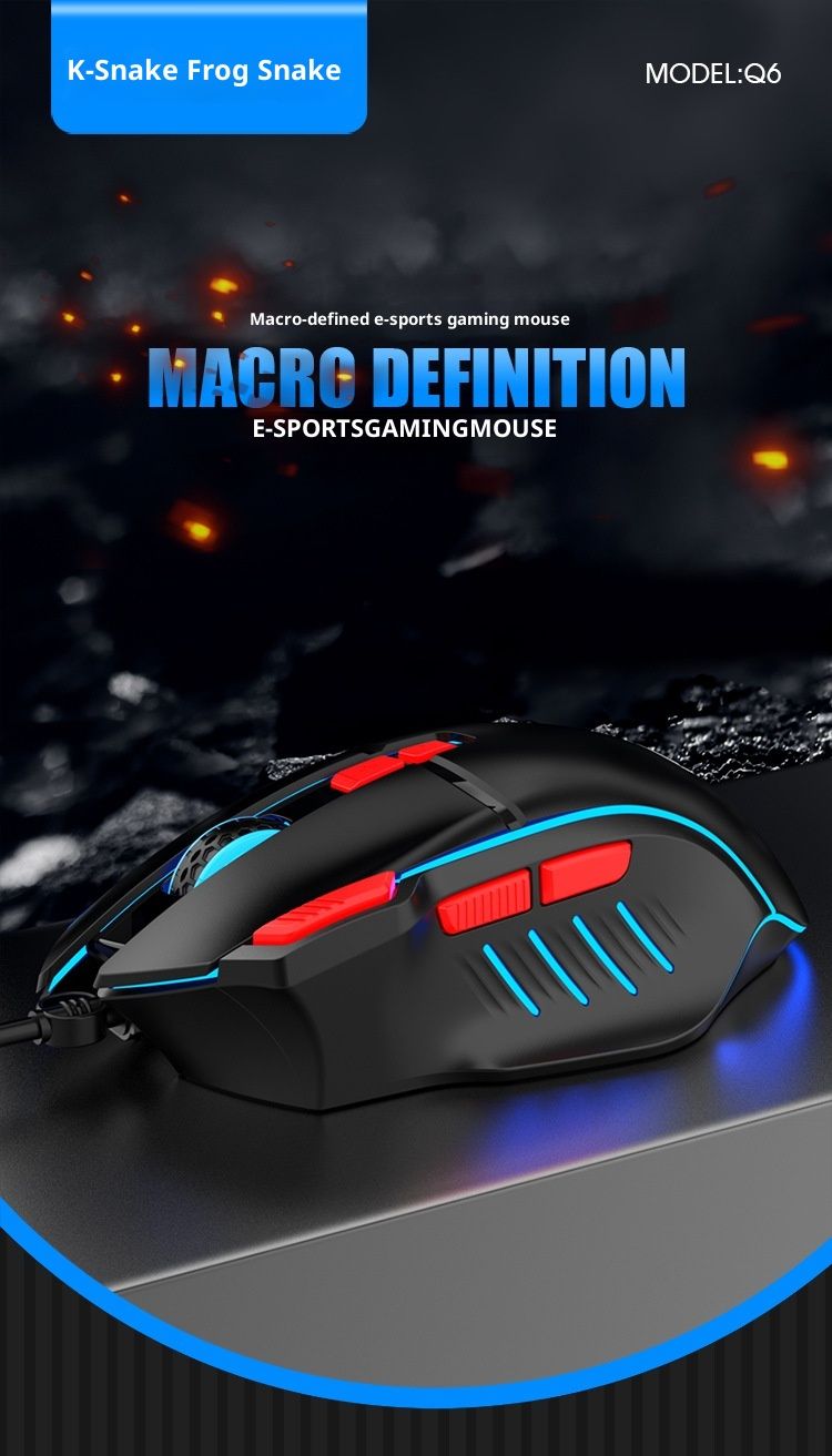 Digitex Digitex Viper Q6 Wired Gaming Mouse E-sports Luminous Desktop Computer Notebook Office Home Lol Macro Programming USB_voghion.com