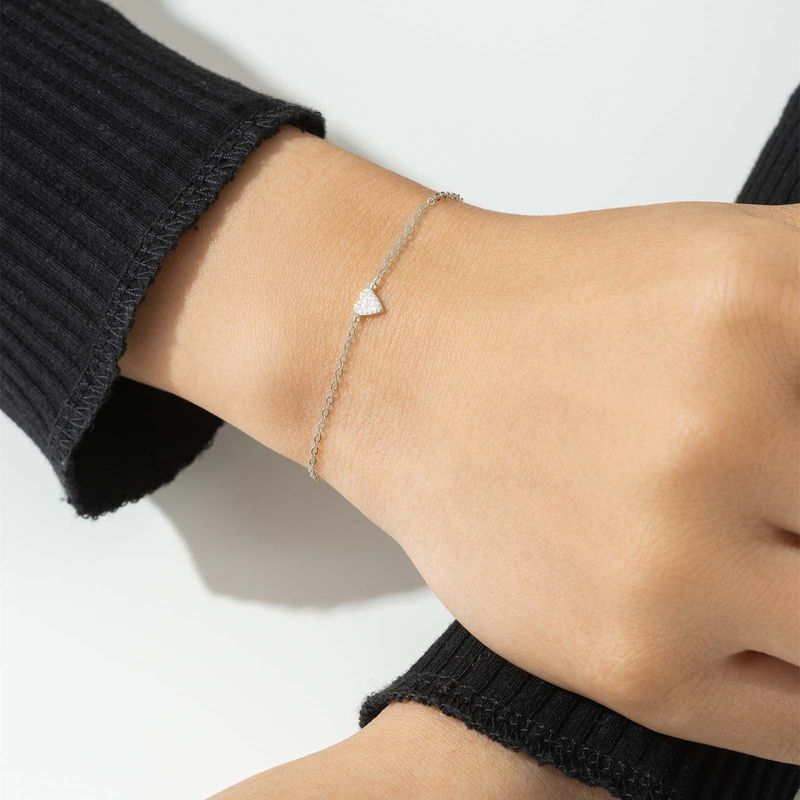 Sterling Silver Heart Bracelet Multi-Adjustable Clasp For Women Simple Versatile Zircon Wedding Jewelry Accessories_voghion.com