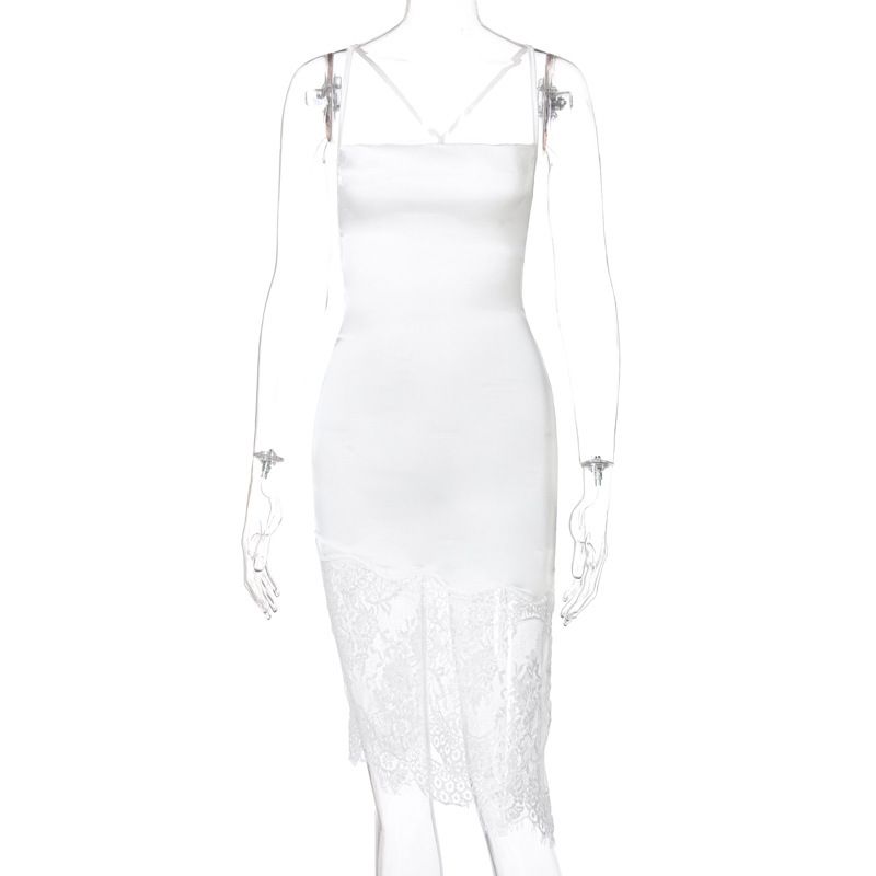 Wind Sexy Patchwork Kleid 2024 Herbst Neue Lace Up Backless Stil Rock_voghion.com