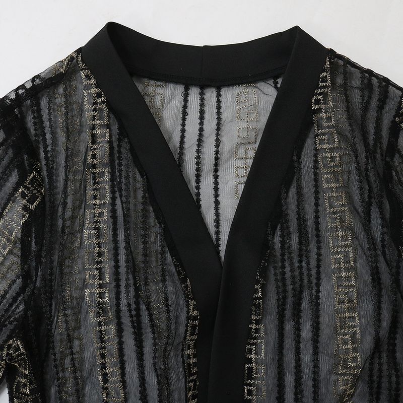 New Muslim Embroidered Mesh Jacket With Chiffon Vest Skirt Suit Kaftan Dress_voghion.com
