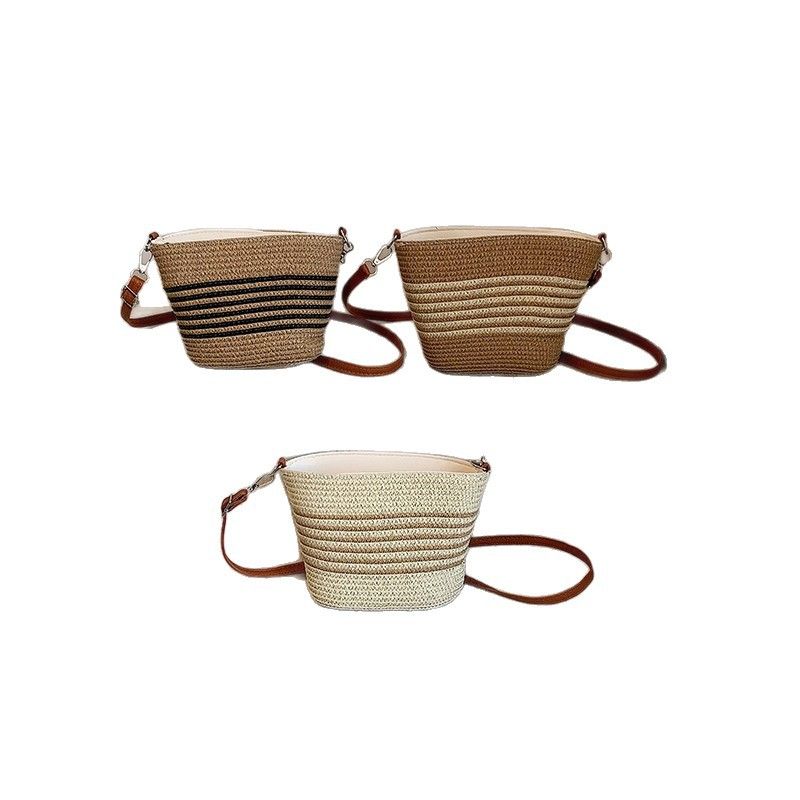 Handgewebte Strohtasche für Damen, Sommer 2025, neues Nischendesign, Umhängetasche, Strandtasche, Urlaubstasche_voghion.com