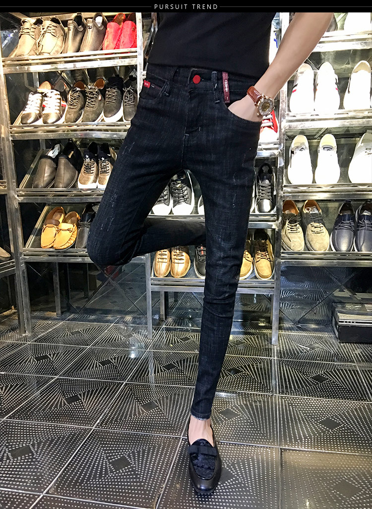 Trendige Herren-Herbst- und Winterjeans im koreanischen Stil mit schmaler Passform, Retro-Jeans mit blauen Whiskers und kleinen Füßen für Männer mit sozialem Geist und schnellen Händen_voghion.com