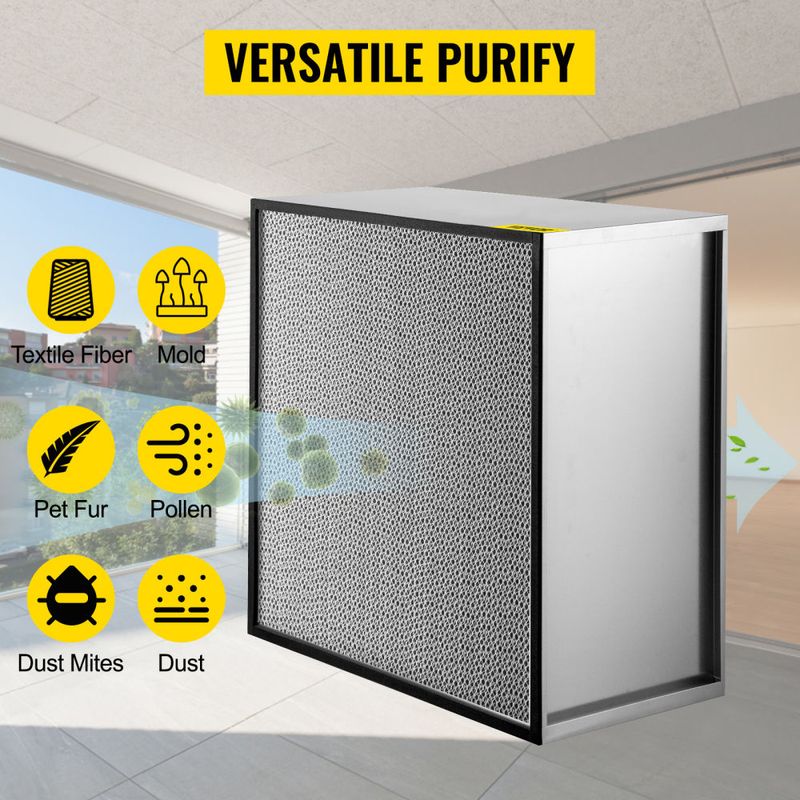 VEVOR HEPA Replacement Filter, 24''x24''x11.5'' AC Filter, True HEPA Pleated Air Filter, Air Filter Replacement with Galvanized Frame, 99.97% Standard_voghion.com