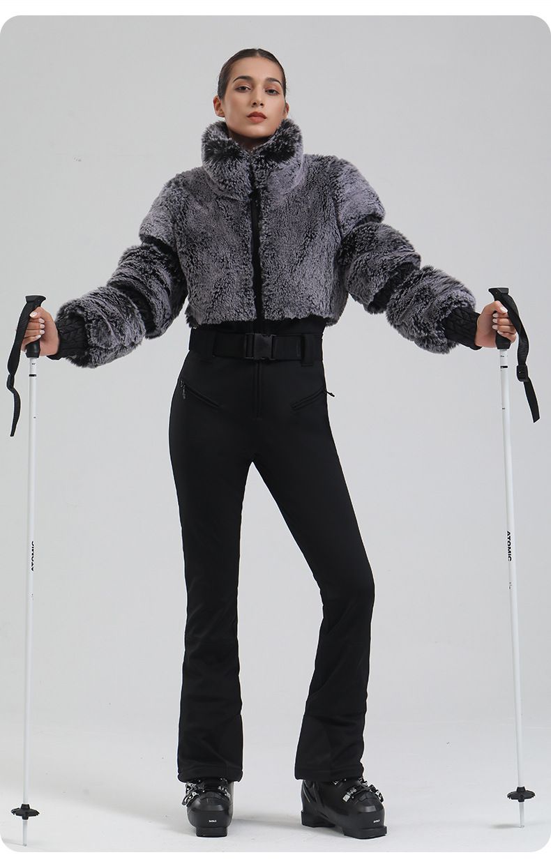 Traje de esquí de invierno para mujer: traje de nieve de una pieza ajustado, con aislamiento térmico y resistente al viento para esquí alpino y deportes al aire libre._voghion.com
