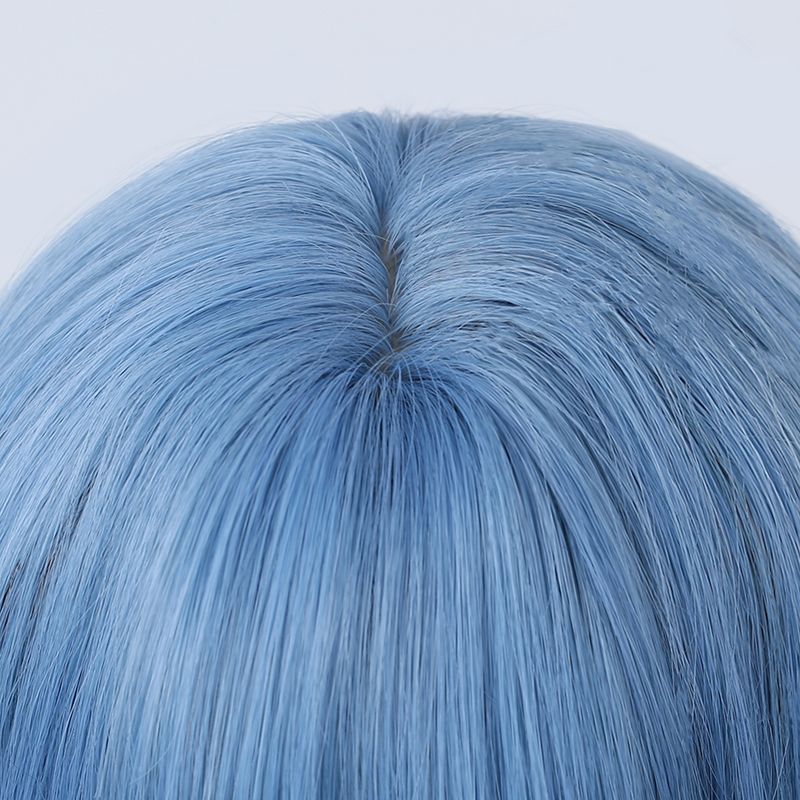 Parrucca sintetica lunga e dritta blu con meches cenere, parrucca cosplay con frangia, capelli naturali quotidiani per donne, fibra resistente al calore_voghion.com