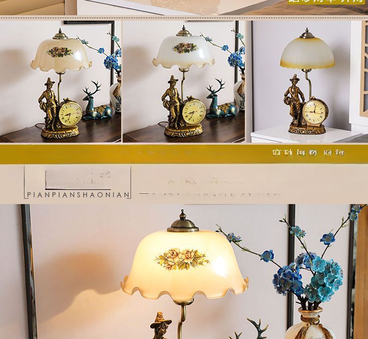 American Style New High-end Table Bedroom Bedside Multi-functional Clock Warm Creative Home Living Room Study Lamp_voghion.com