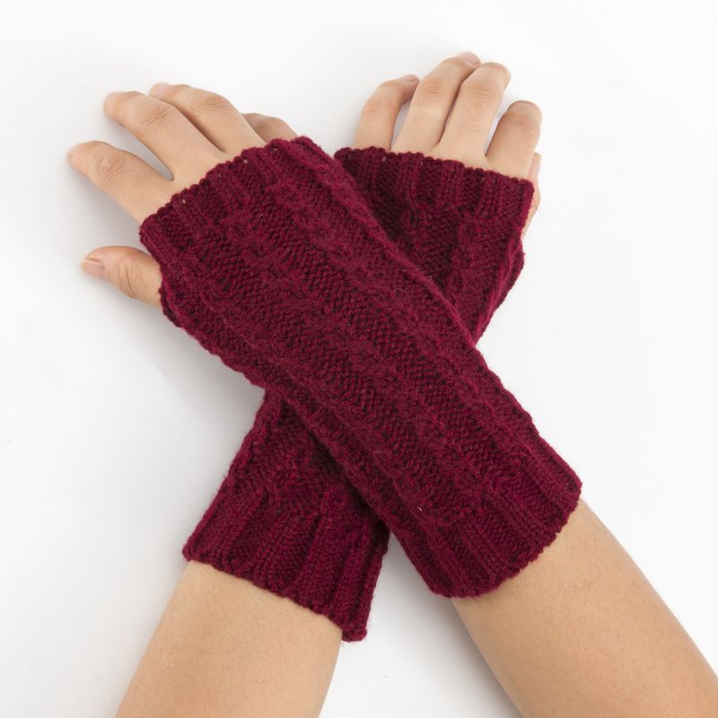 Fried Dough Twists Wrist Gloves Autumn Winter New Knitted Wool Warm Men And Women's Short Skiing Open Finger Sleeve_voghion.com