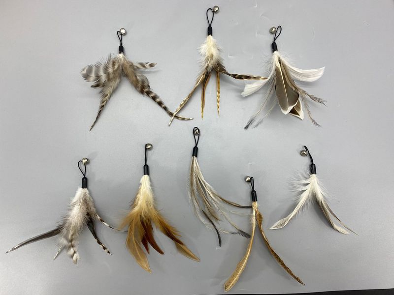 Aifeiniao Handheld Steel Wire Rod Wand Bell Feather Replacement Head Set Cat Toy Teaser_voghion.com