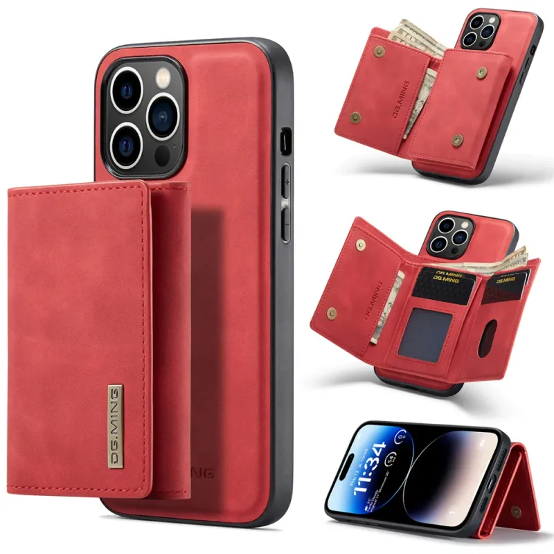 2IN1 Removable Leather Card Holder Wallet Phone Case For IPhone 16 15 14 Pro Max Plus ForiPhone Retro Business Shockproof Cover_voghion.com