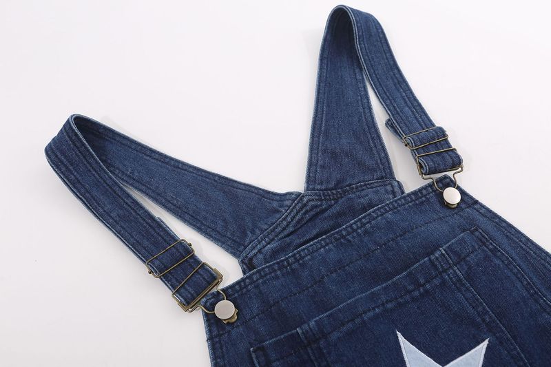 Salopette en denim brodée d'étoiles dégradées tie-dye vintage pour hommes_voghion.com