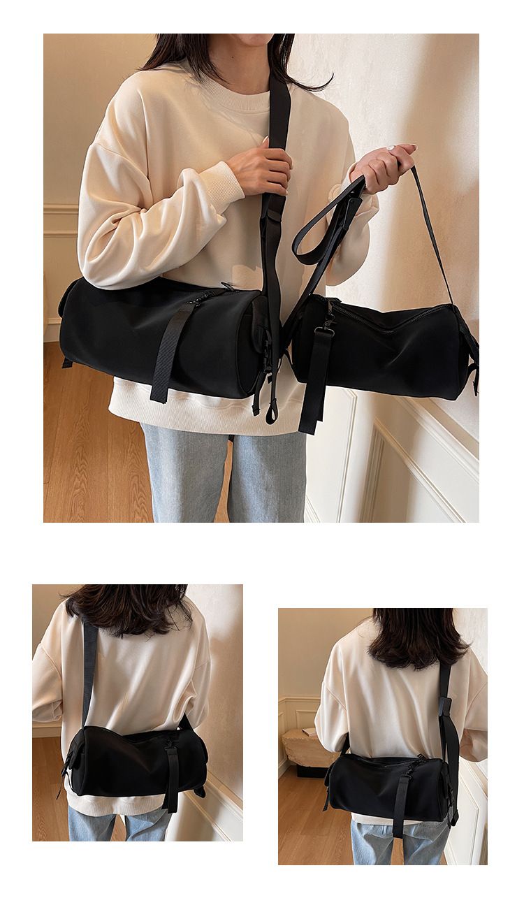 Borsa a secchiello da donna, borsa cilindrica alla moda, borsa a tracolla monospalla, semplice e casual, design sportivo impermeabile._voghion.com