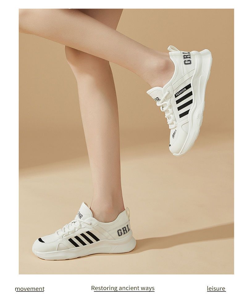 Women's Fashion Chunky Sneakers - Breathable Mesh Dad Shoes White Platform Shoes For Casual Wear_voghion.com