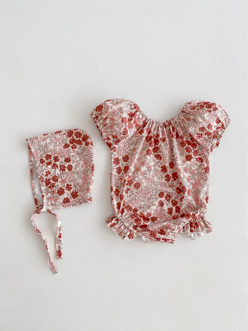 Maillot de bain d'été coréen pour filles, bulle à la mode pour bébé, mignon, manches courtes, une pièce enveloppée, bas, imperméable, chapeau de natation_voghion.com