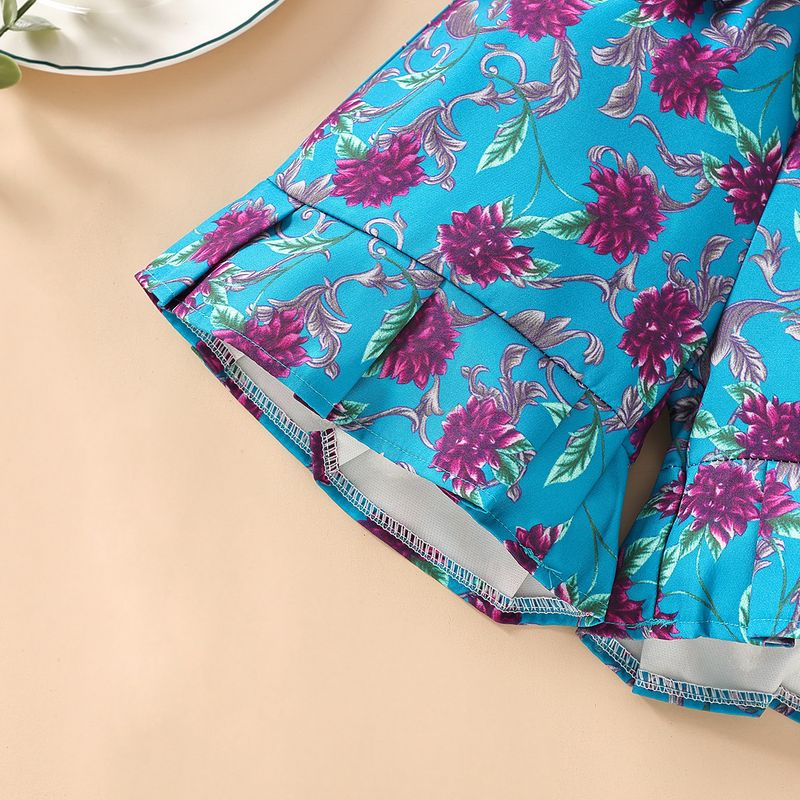 Kannerkleeder Moud Summer Kanner Een-Schëller Hosenträger Top Breet Been Shorts Meedercher Zwee-Deeleg Kostüm_voghion.com