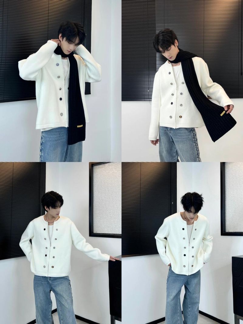 Korean Cardigan Sweater For Men, Spring And Autumn American Style Double-Breasted Zipper Knitwear, High-End -Style_voghion.com