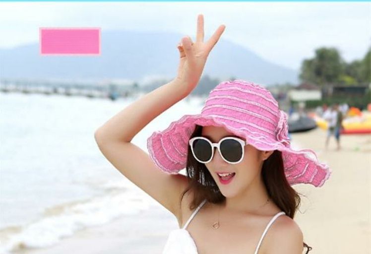 Women Summer Sun Travel UV Protection Foldable Adjustable Wide Brim Hat For Beach_voghion.com