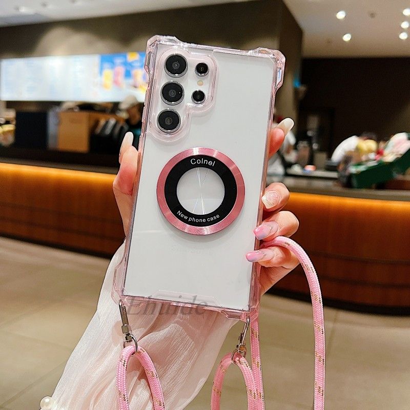 Wireless Magnetic Strap Case Samsung Galaxy S24 Ultra S23 Plus S22 S21 S20 FE A15 For Magsafe Charge Crossbody Lanyard_voghion.com