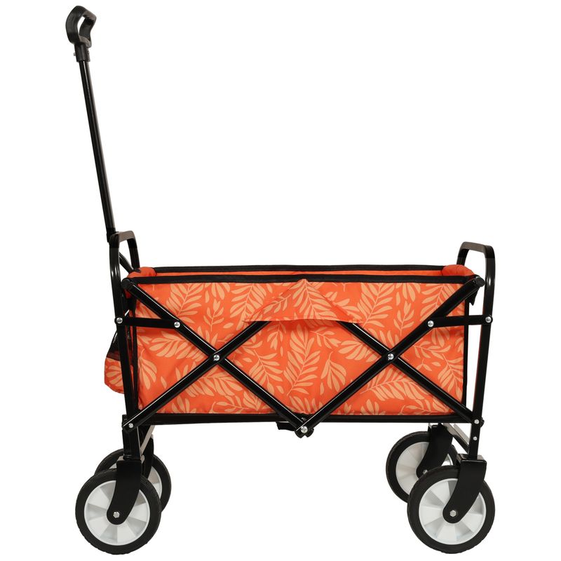 Minimeetall Colorful Collapsible Foldable Wagon Cart With Strapping System, Beach Wagon ,Utility Wagon Grocery Cart Camping Shopping Sports Gardeing Fishing Supports 225lbs,orange Leaf_voghion.com