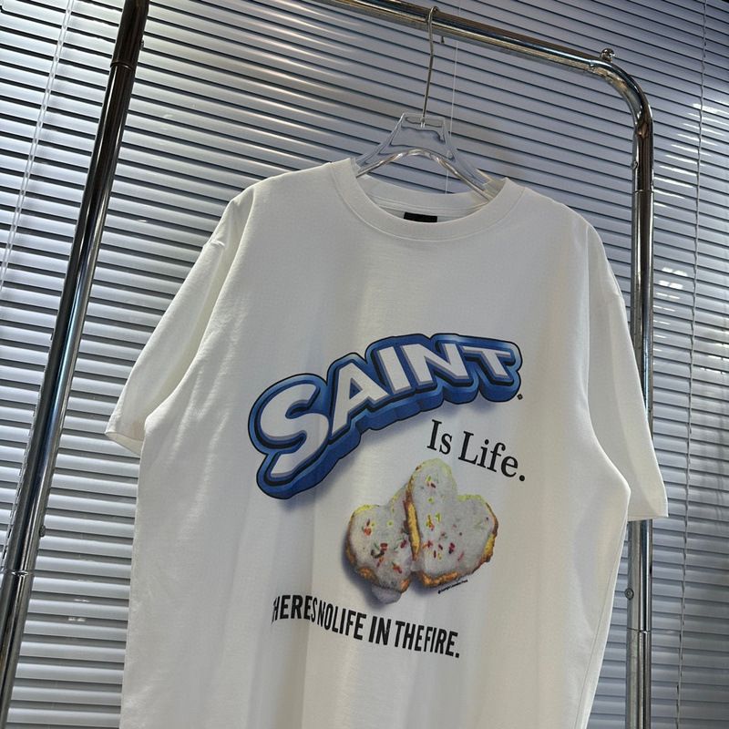Lustiges T-Shirt mit Biskuit-Aufdruck für Herren, kurzärmelig, amerikanisches, lässiges, lockeres Trendy-Line-T-Shirt_voghion.com