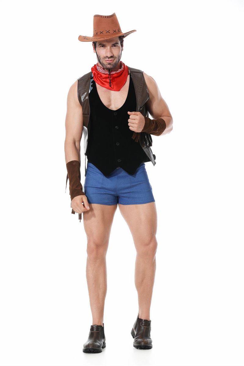 Nowy kostium na Halloween Western Cowboy dla mężczyzn dla dorosłych, do odgrywania ról w barze_voghion.com