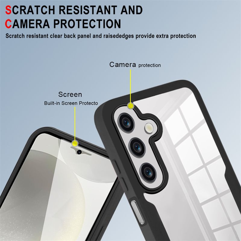 Samsung Galaxy A16 5G Şeffaf Ekran İçin 360 Tam Koruma Kılıfı Silikon Tamponlu Tpu+Pc Arka Kapaklı Galaxya16 A_voghion.com