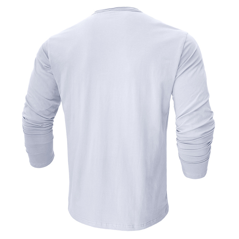 Autunno e inverno nuova maglietta inferiore tinta unita girocollo manica lunga in puro cotone t-shirt da uomo_voghion.com