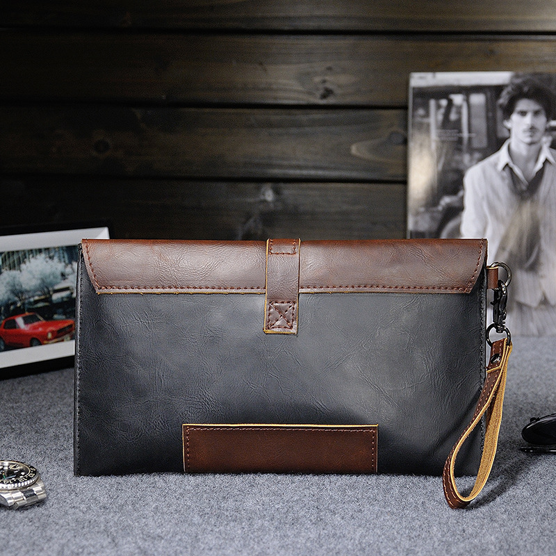Retro Casual Clutchväska för män Personlig design Clutchväska Crazy Horse telefonväska i läder_voghion.com