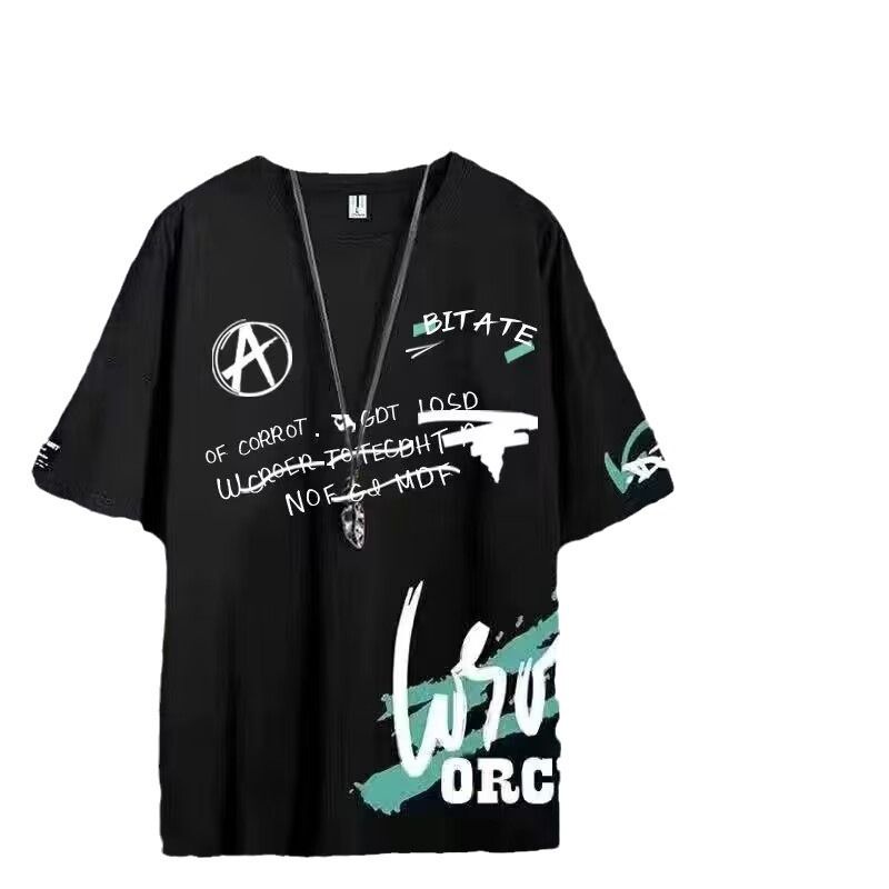 Sommersett med todelt ungdomsshorts, sport, fritid, korte ermer, trendy og løse innerskjorter_voghion.com