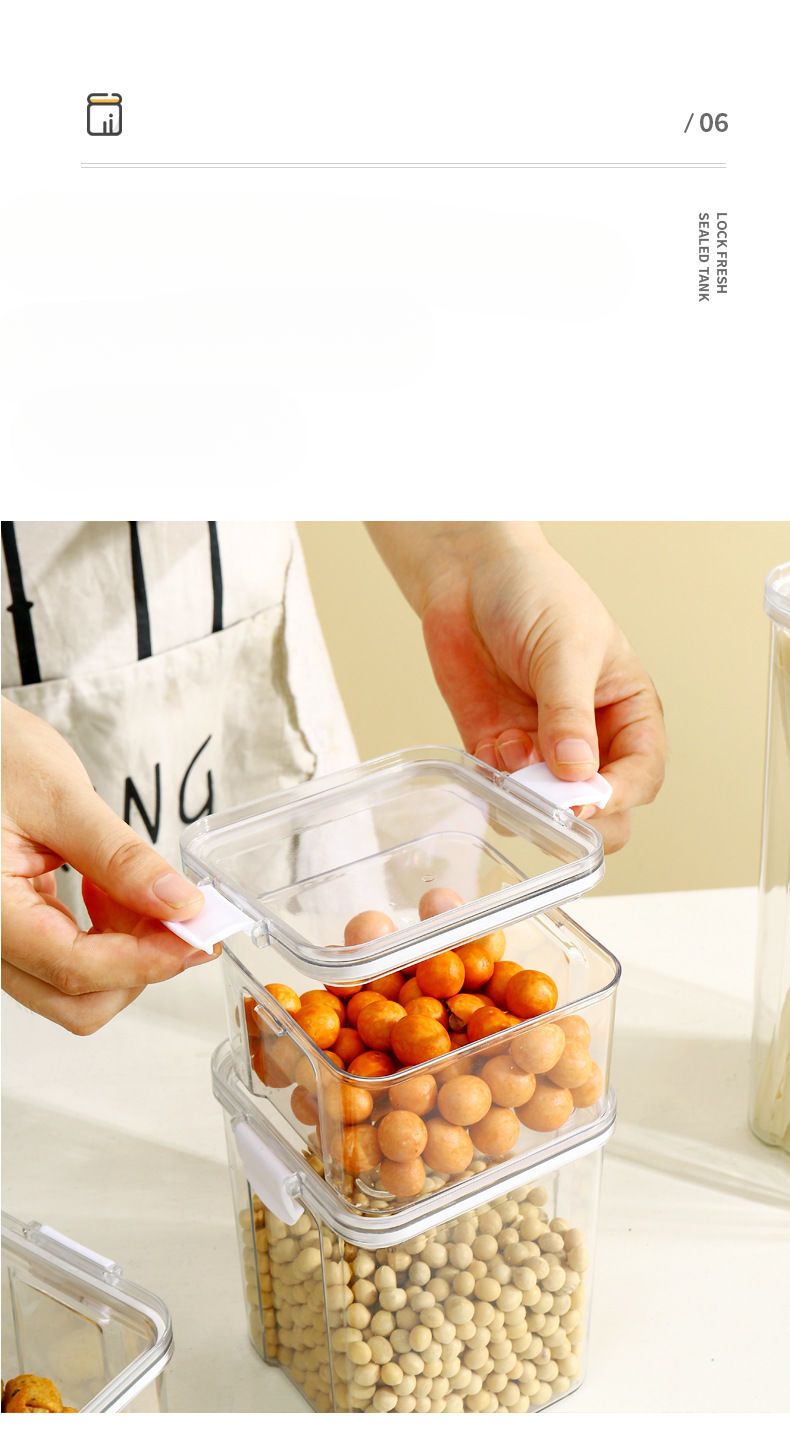 Sealed Food-Grade Container Kitchen Transparent Plastic Jar Grain Storage Box_voghion.com